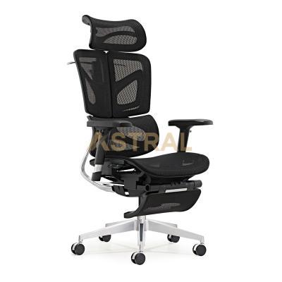 2024 Hot Sale Aluminum High Back Swivel Mesh Office Chair With Footrest For Boss 919-1F