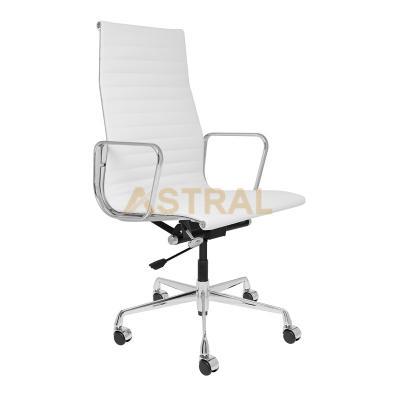 Eames Aluminum High Back Ribbed Leather Management Office Chair 1118H