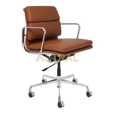 Eames Aluminum Mid Back Soft Pad Leather Task Office Chair 1128M